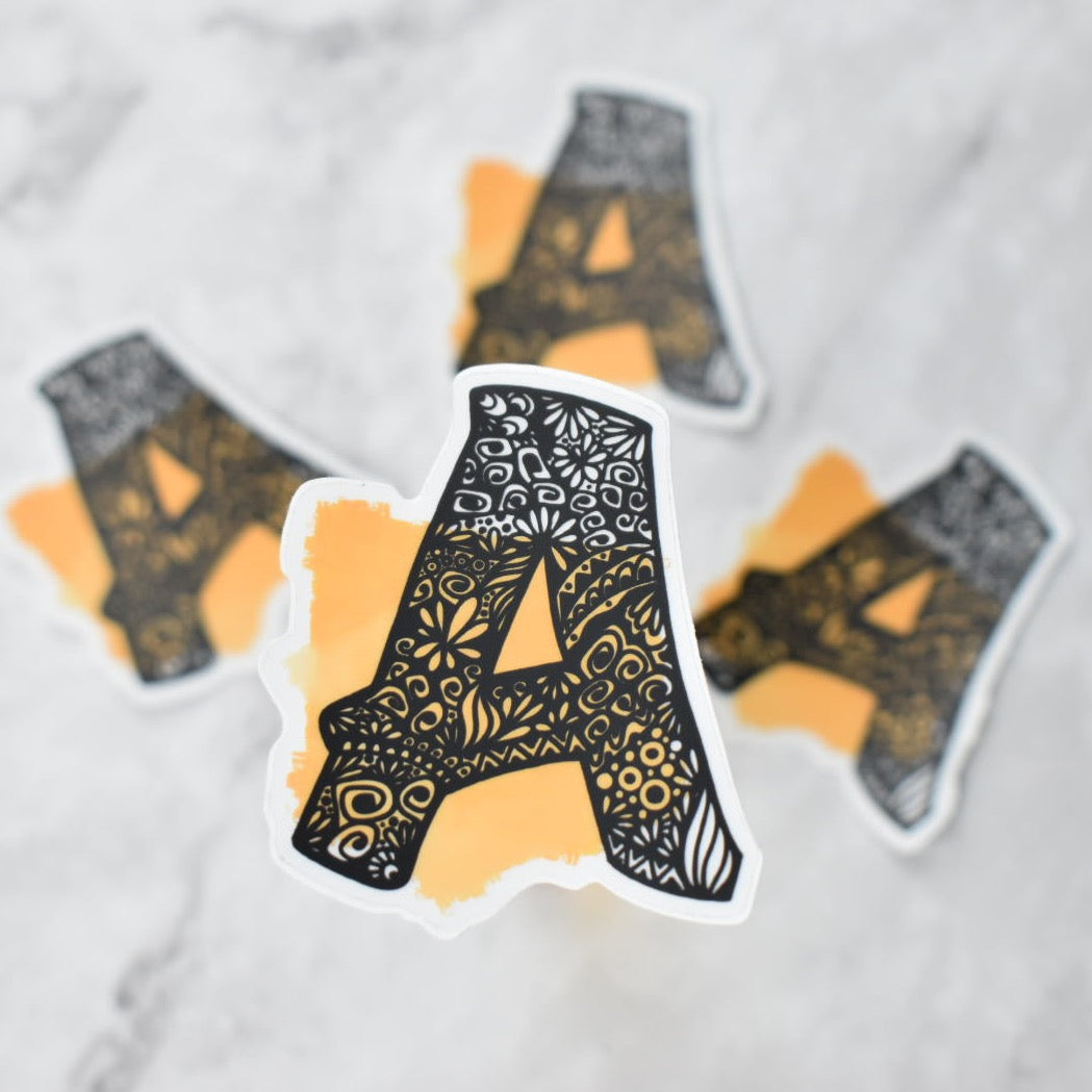 Letter “A” Clear sticker colored Background