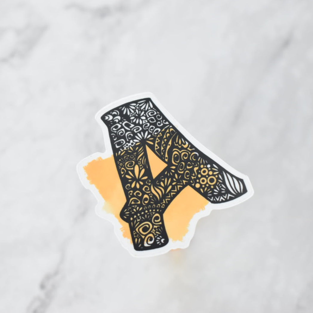 Letter “A” Clear sticker colored Background