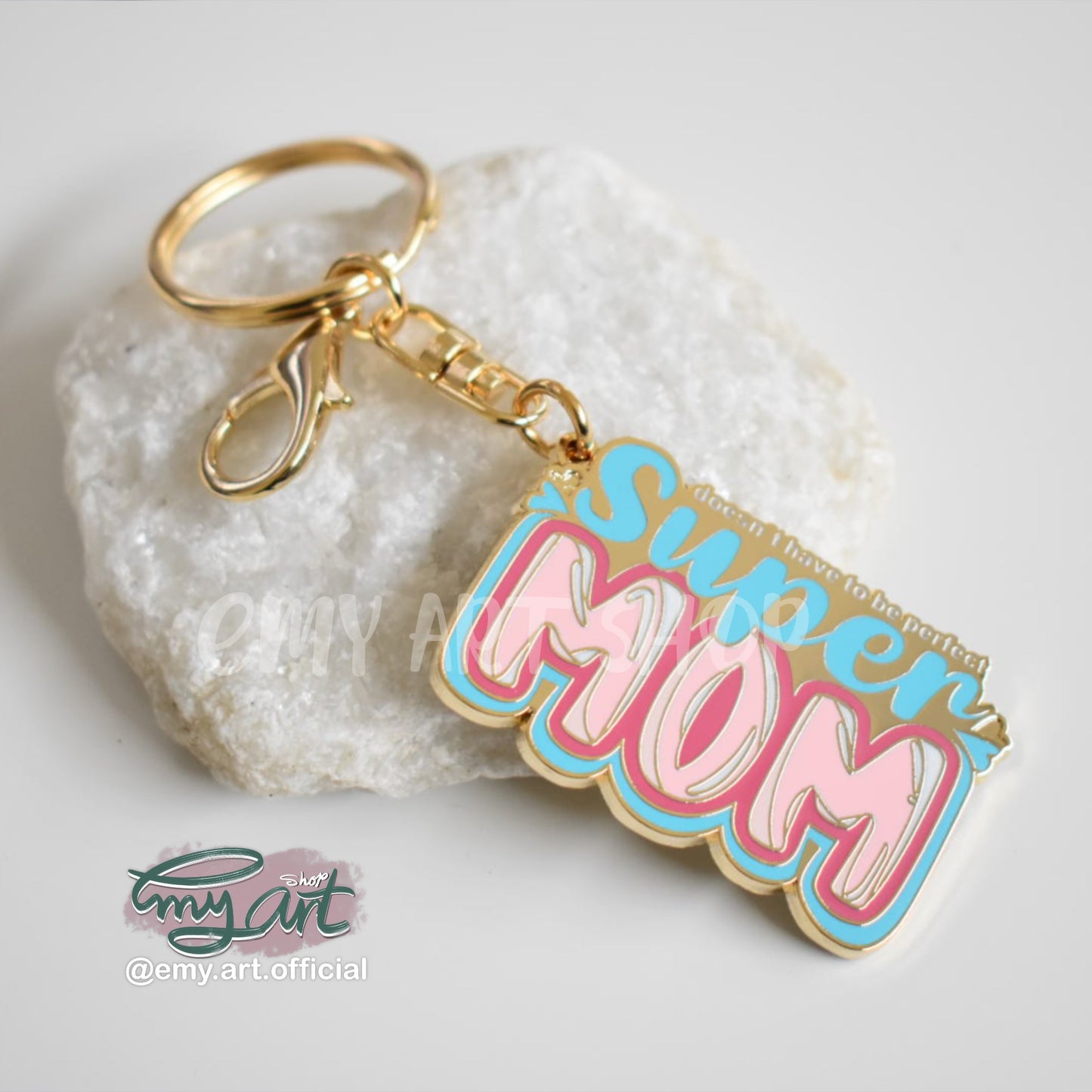 Enamel Keychain “Super MOM” doesn’t have to be perfect