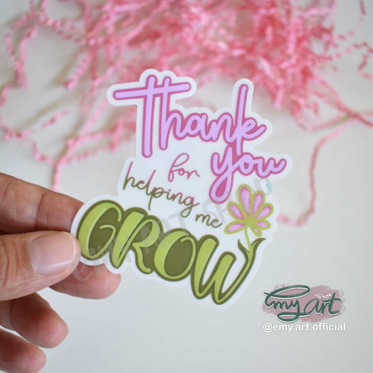 “Thank you for helping me GROW” Clear Sticker