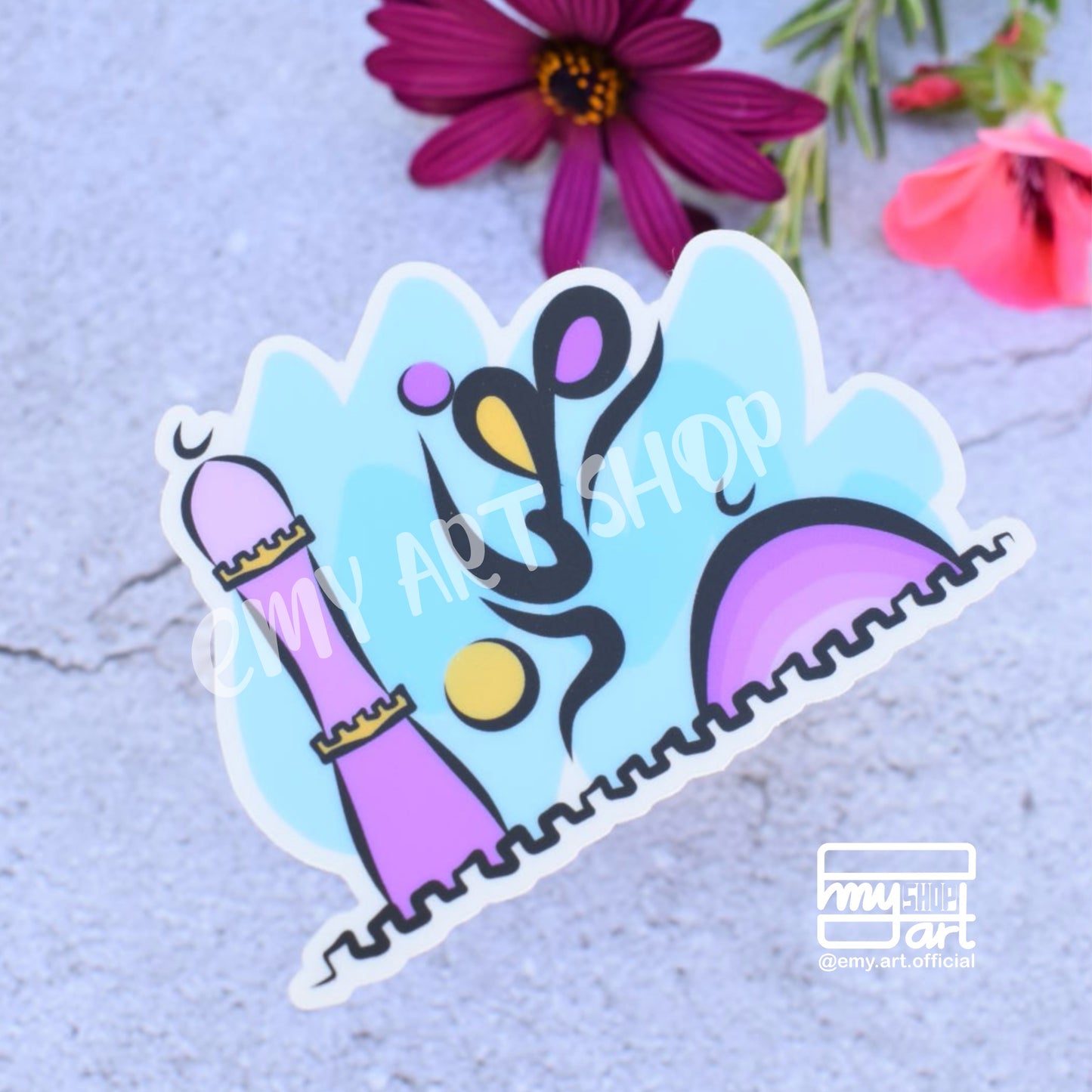 “Ramadan Mosque - Purple” Clear Sticker Occasion design