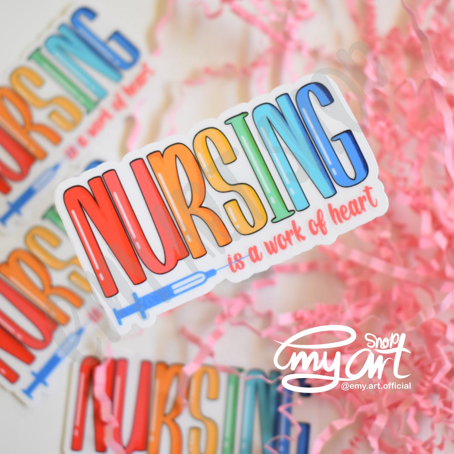 “NURSING is a work of heart” clear sticker