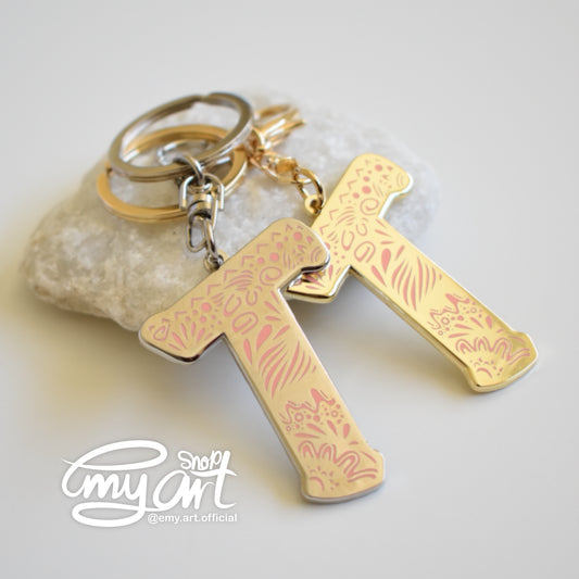 Enamel Keychain - Letter T