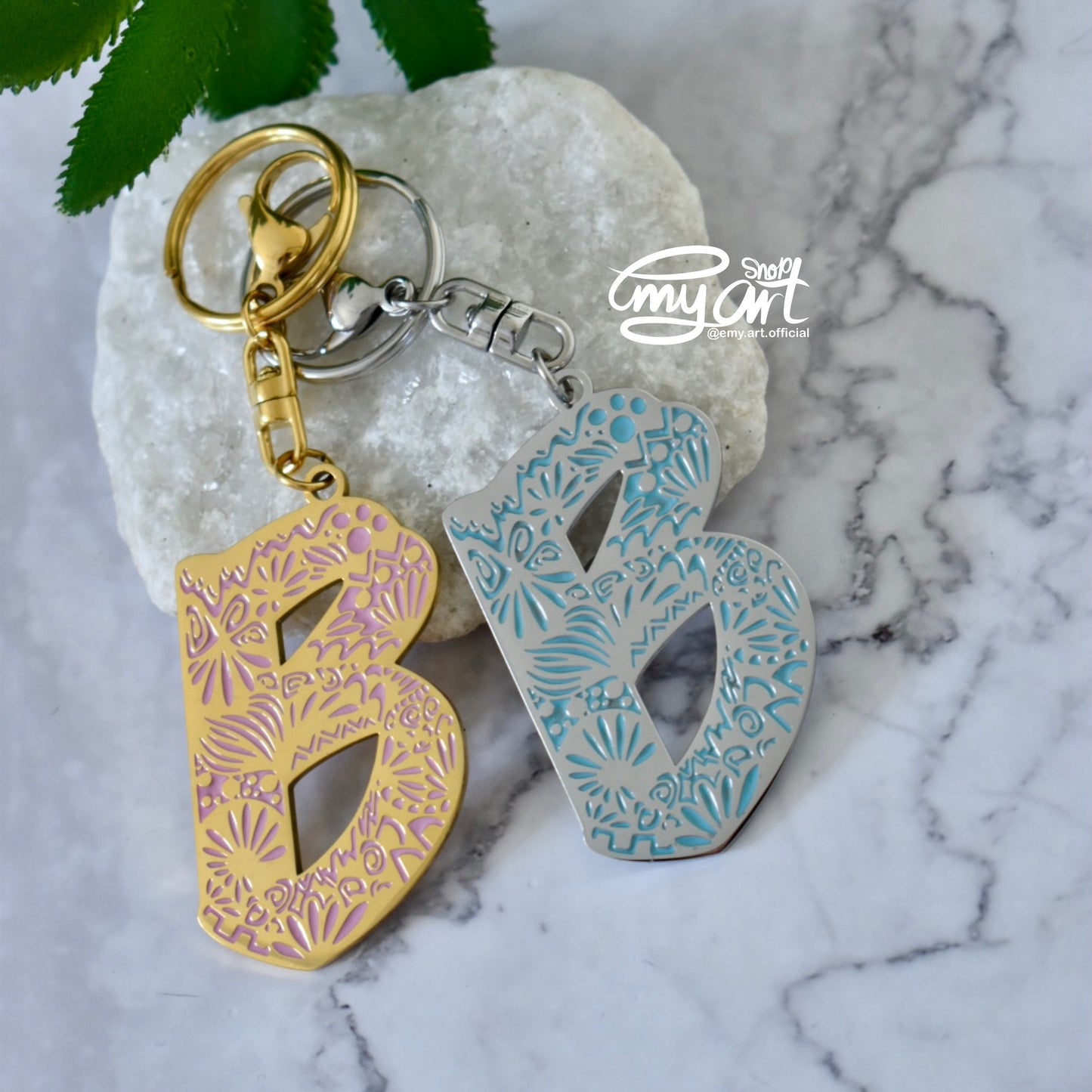 Enamel Keychain - Letter B