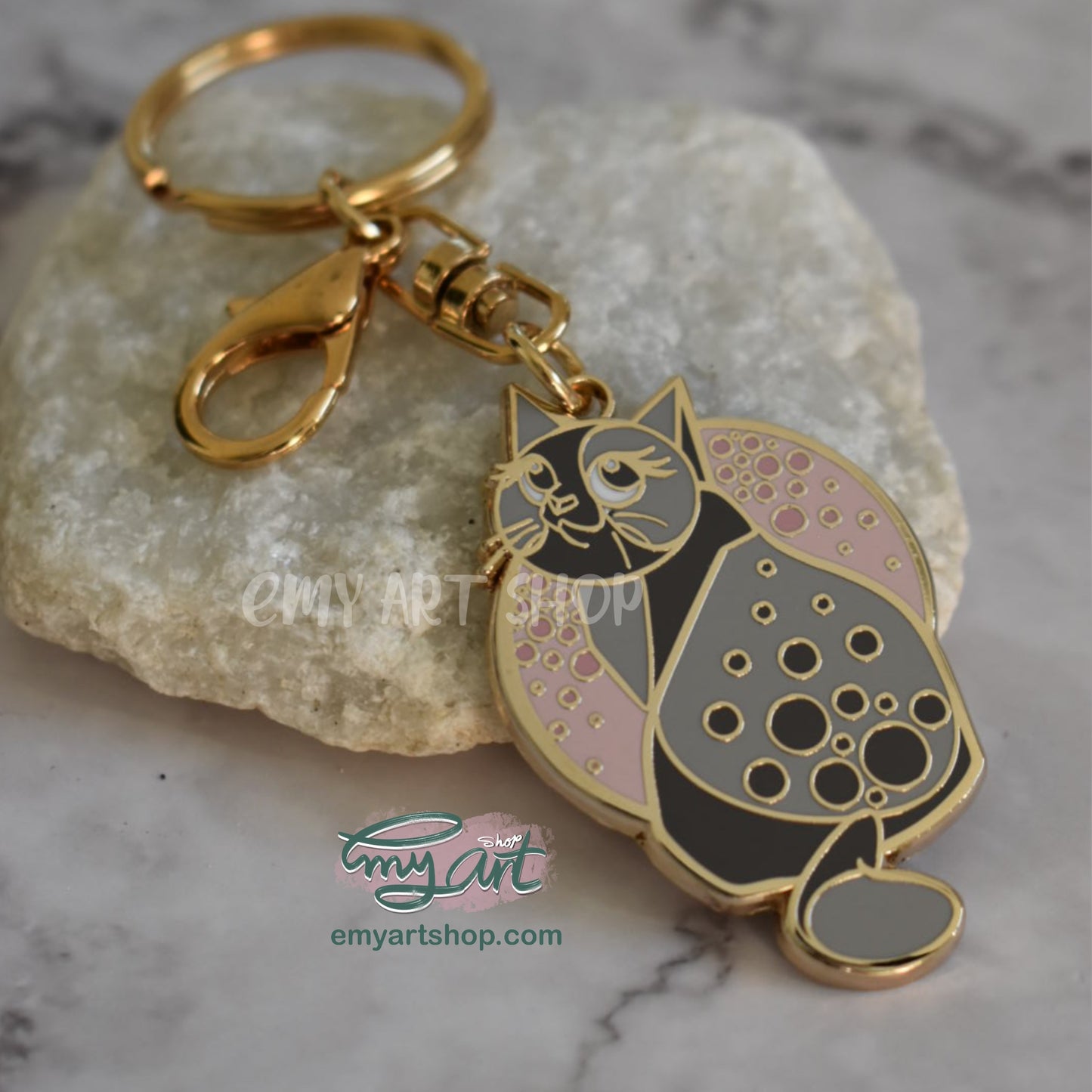 Enamel Keychain - Gray Cat