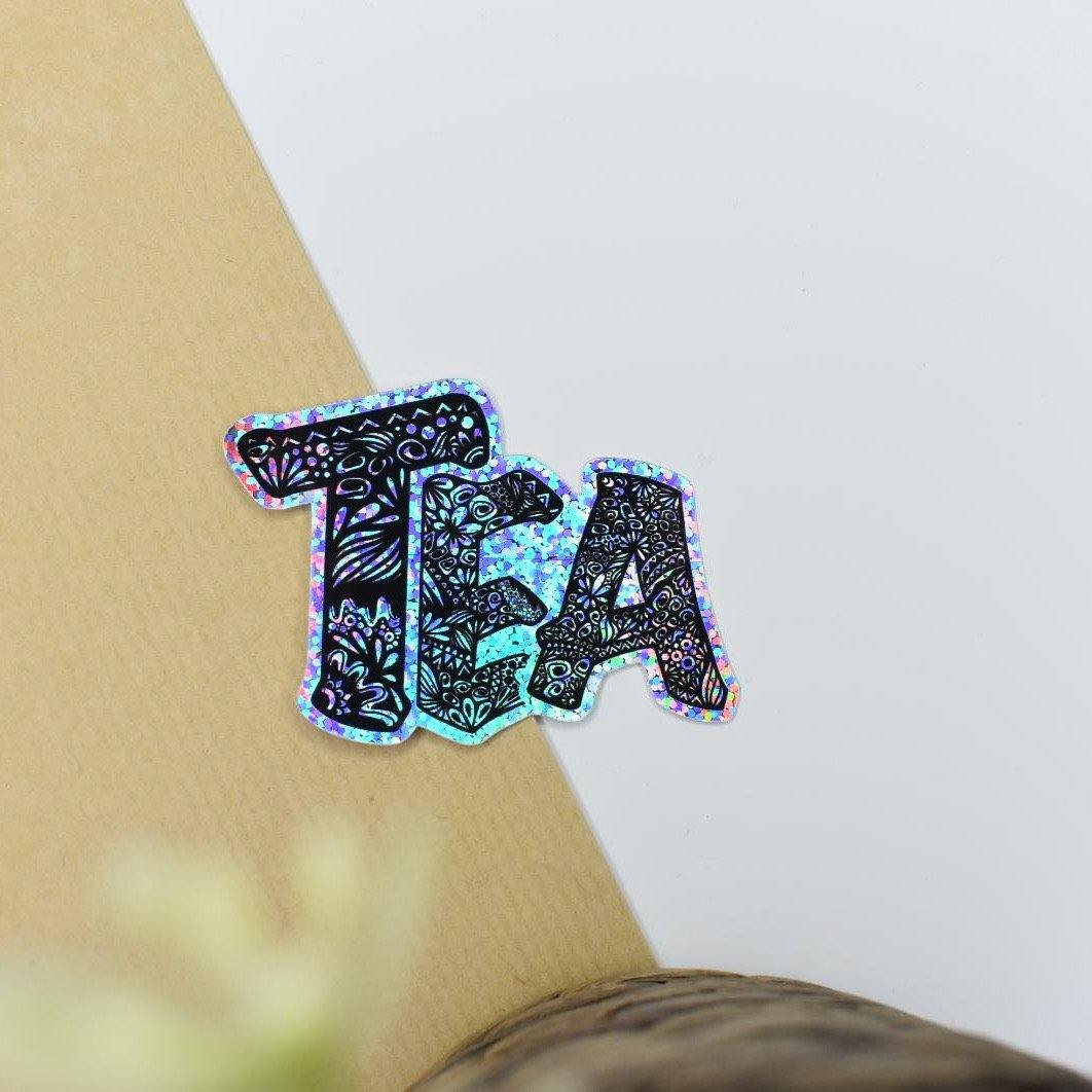 “TEA” Glitter Sticker - emy.art.shop