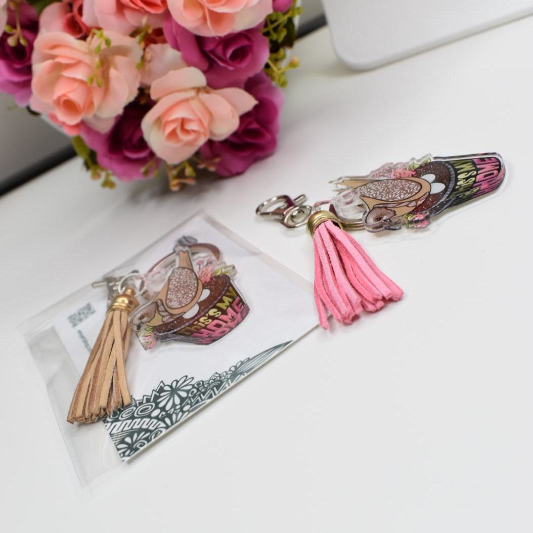 Acrylic Keychain - DOVE bird This is My HOME