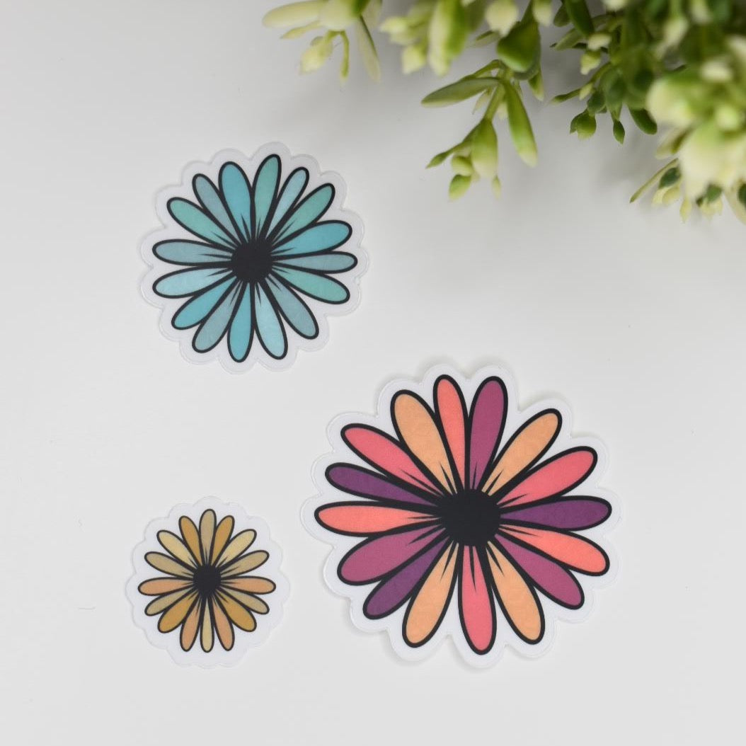 “ Flowers ” pack of 3 Clear Stickers