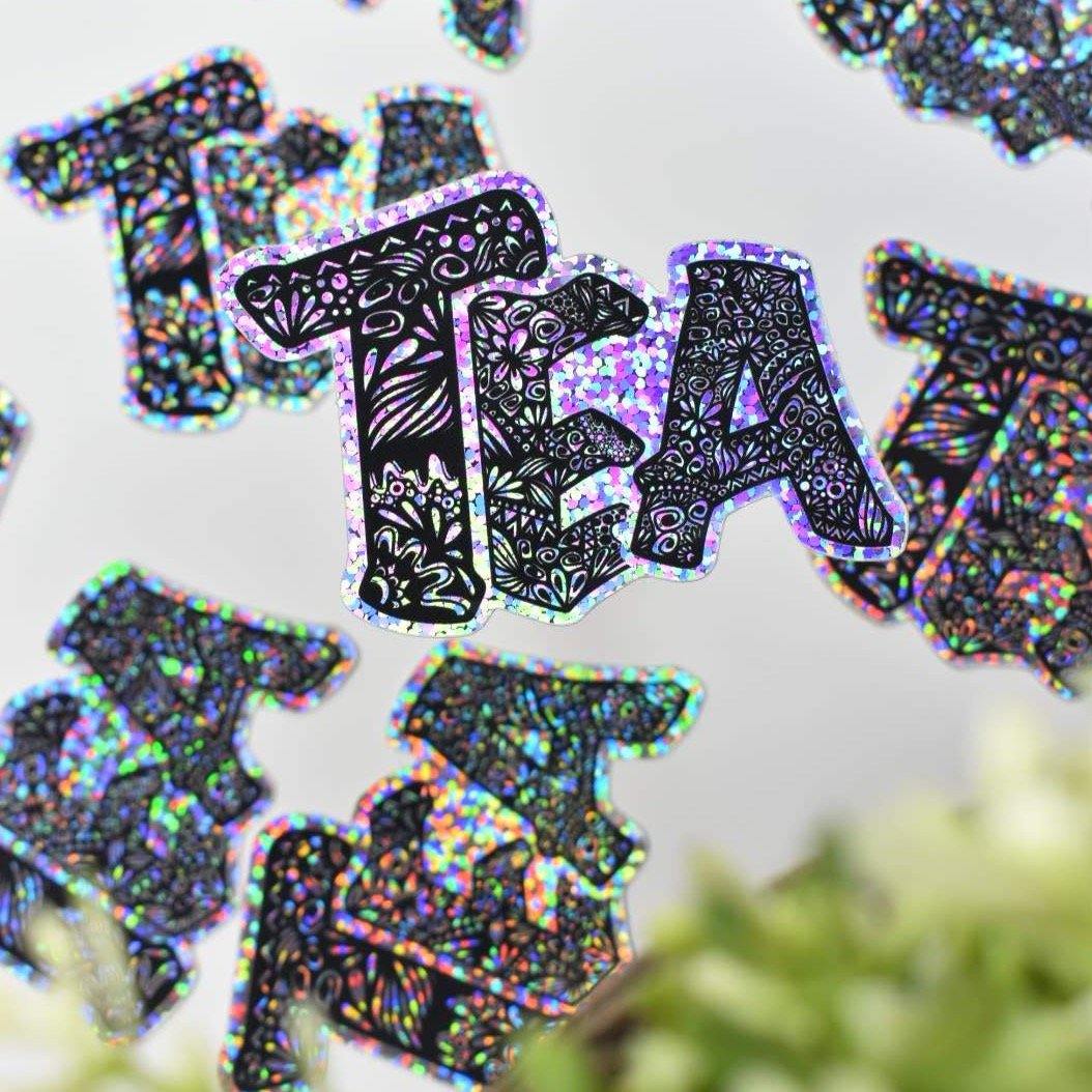 “TEA” Glitter Sticker - emy.art.shop