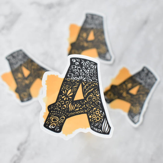 Letter “A”  Clear sticker colored Background