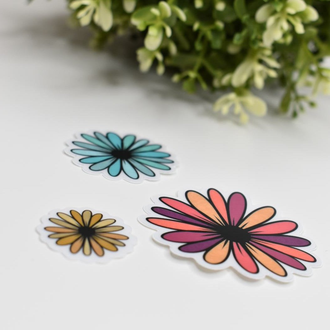 “ Flowers ” pack of 3 Clear Stickers