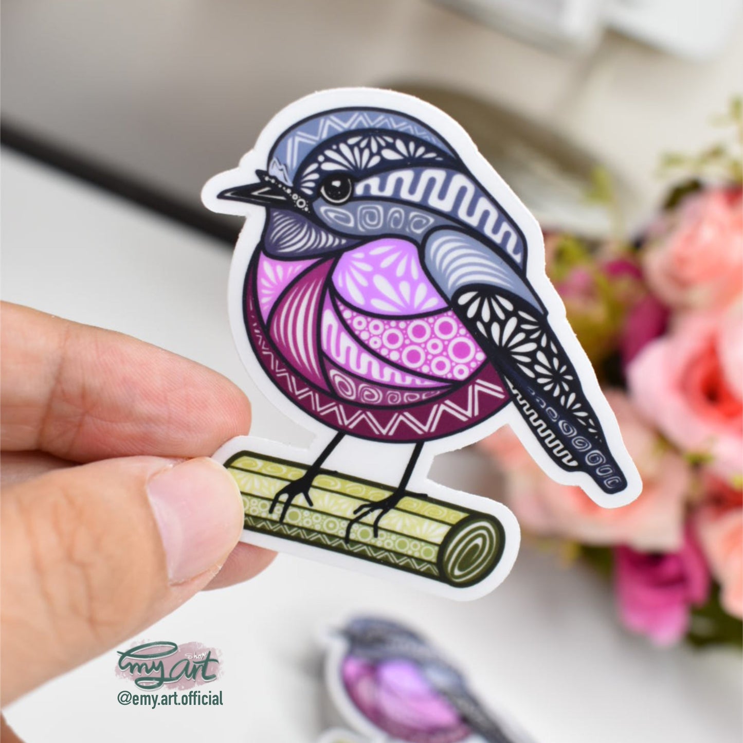 “Pink Bird” Clear Sticker