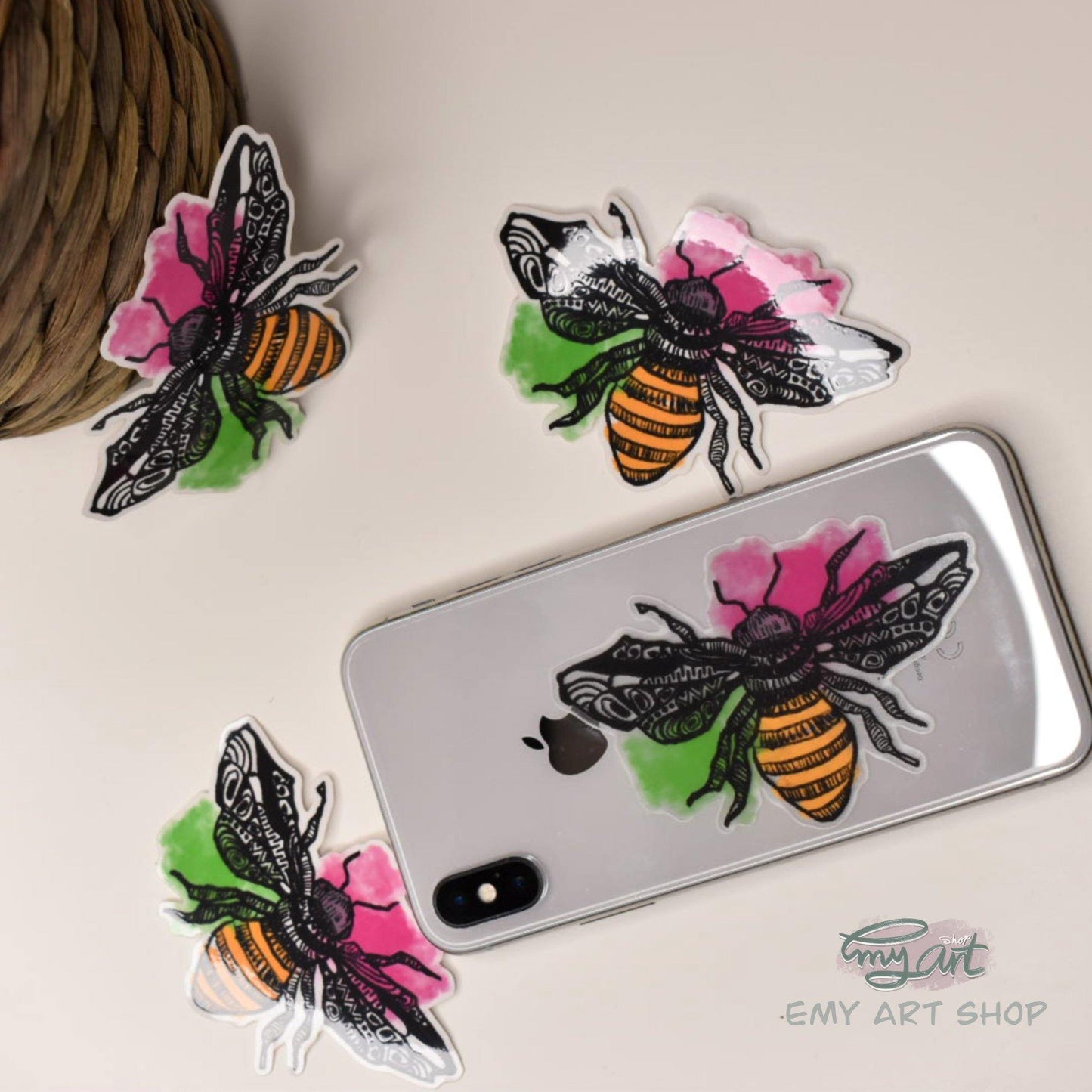 “Beautiful BEE” Clear Sticker - emy.art.shop