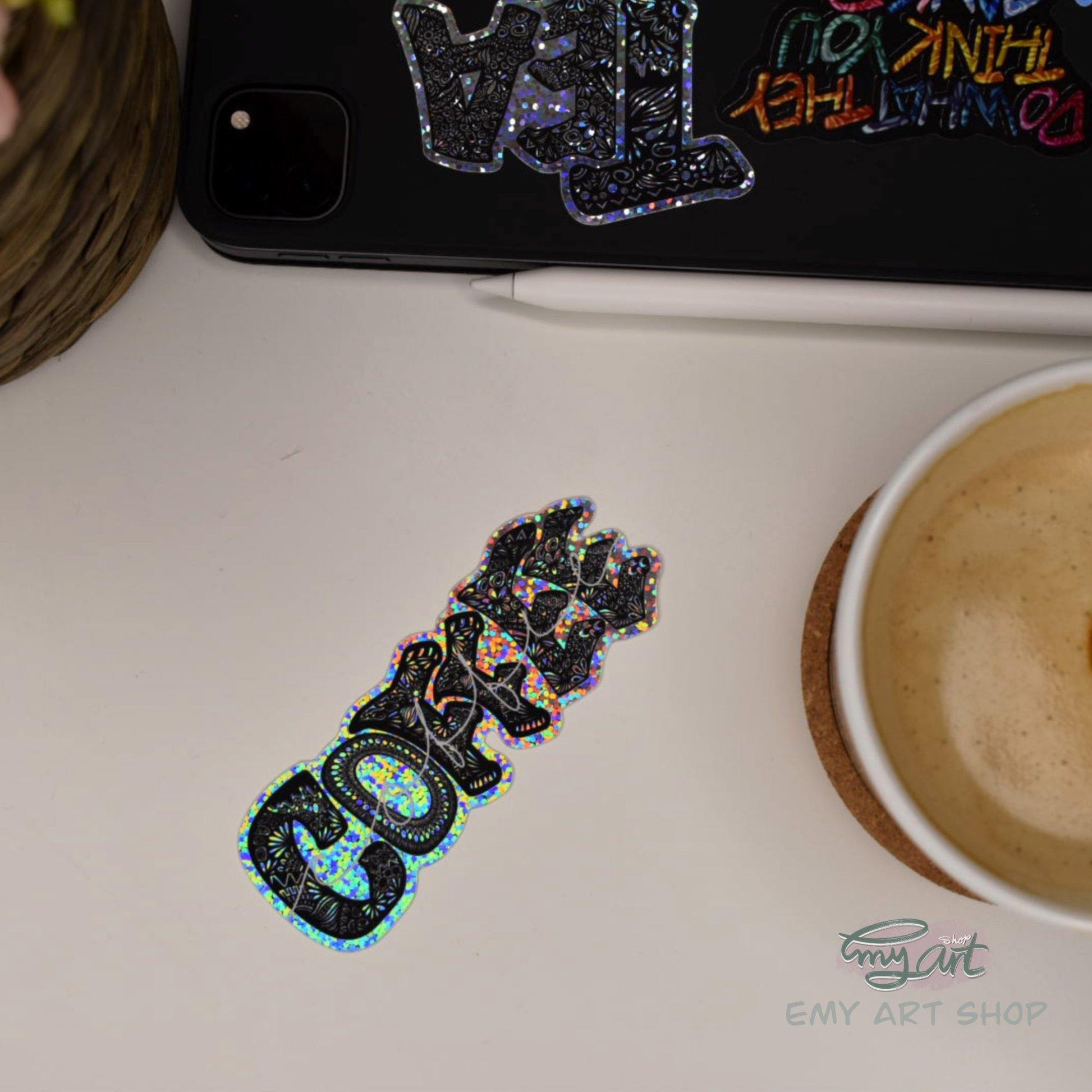 “COFFEE” Glitter Sticker - emy.art.shop