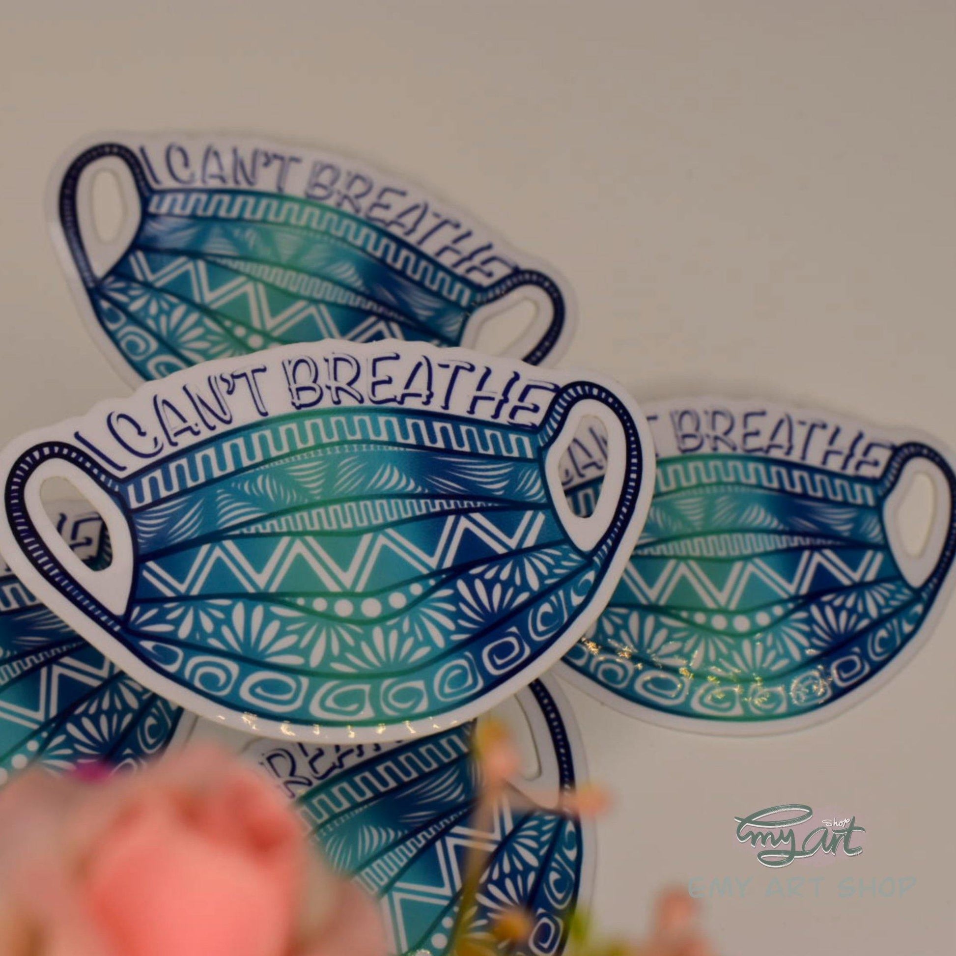 “I CAN’T BREATHE-MASK” Clear Sticker - emy.art.shop